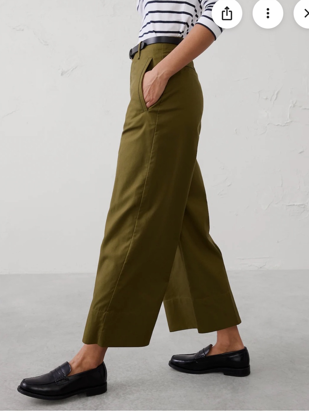 Banana Republic Women's Olive Army Green Wide-Leg High-Rise Cropped Pants NWT 6 - Picture 2 of 6